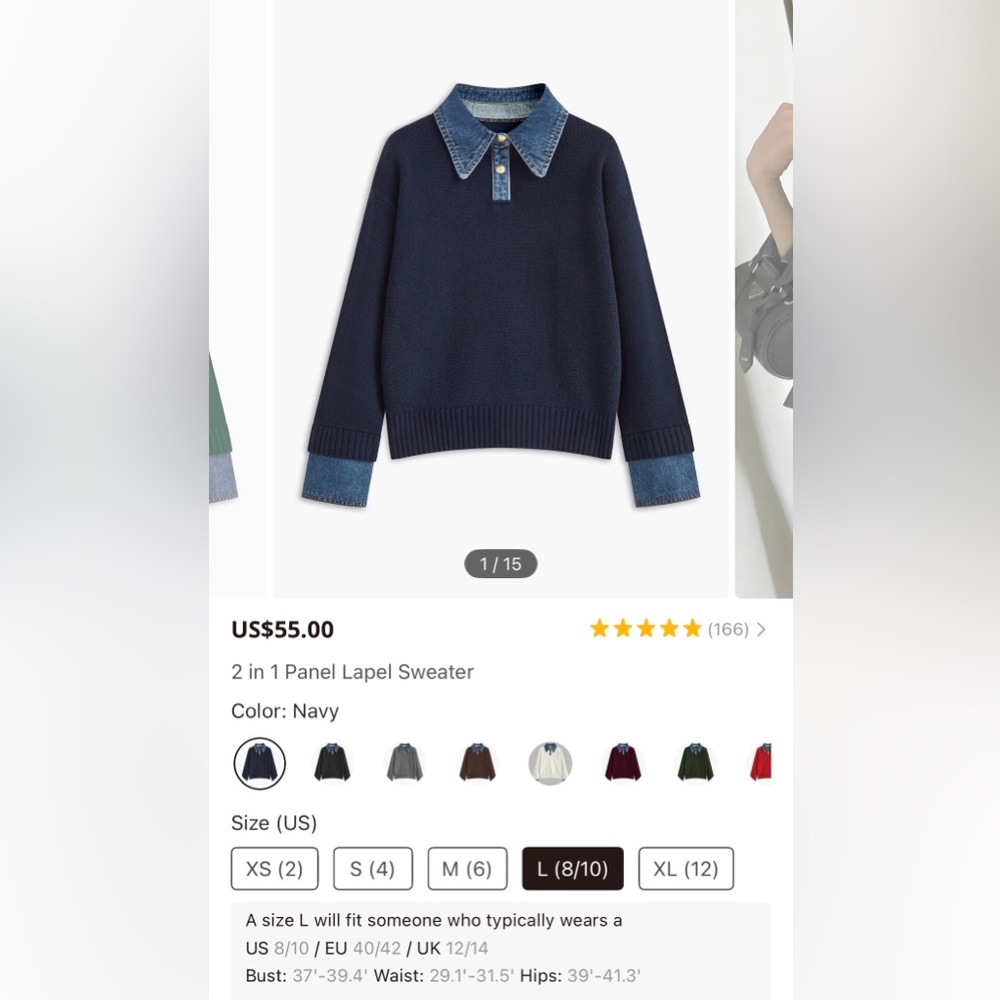 Commense 2 in 1 Panel Lapel Sweater in Navy 💙 - Picture 3 of 7